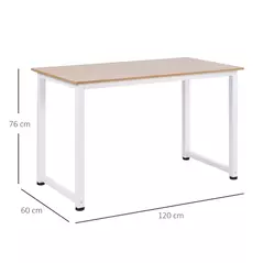 HOMCOM Computer Desk, Writing Table, 120 x 60 x 76cm Workstation for Home Office, Study with Metal Frame, Simple Assembly, White - 3