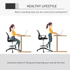 Vinsetto Drafting Chair, Ergonomic Tall Office Chair with Mesh Back, Lumbar Support, Adjustable Height and Foot Ring, Swivel Wheels, for Standing Desk, Black - 4