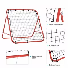 HOMCOM Rebounder Net, Practise Kickback Goal, for Teens, Adults Training - Red - 7
