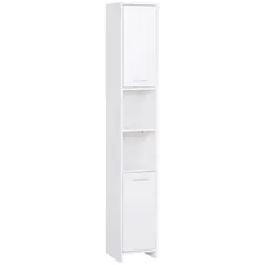 HOMCOM Tall Bathroom Storage Cabinet with Three-position Adjustable Shelves For Neutral Style, Hallway White - 1