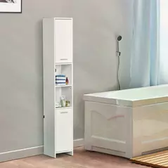 HOMCOM Tall Bathroom Storage Cabinet with Three-position Adjustable Shelves For Neutral Style, Hallway White - 9