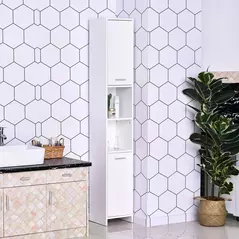 HOMCOM Tall Bathroom Storage Cabinet with Three-position Adjustable Shelves For Neutral Style, Hallway White - 2
