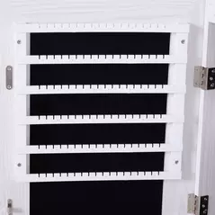 HOMCOM Jewelry Cabinet with Mirror and LED Lights, Lockable Makeup Cosmetics Jewellery Organiser, Mirror with Storage for Bedroom Dressing Room, White - 9