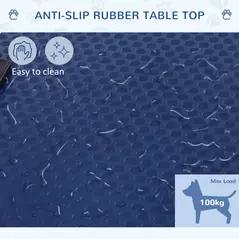 PawHut 42" Dog Grooming Table, Adjustable Pet Cat Drying Beauty Table with 2 Loops Storage Basket, Rubber Top, Blue - 5