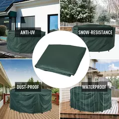 Outsunny Garden Patio Large Furniture Set Round Cover 600D Oxford Waterproof, Ф193 x 80H cm, Green - 4