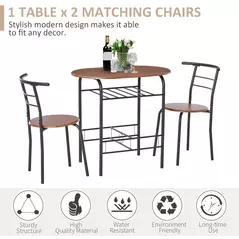 HOMCOM Three-Piece Compact Dining Set - Natural - 6