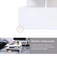 HOMCOM Coffee Table with Storage, 2-Tier Centre Table, Modern Living Room Table with Open Shelf and Aluminium Poles, White - 4