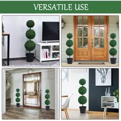 Outsunny Artificial Plants Honeysuckle Flower in Pot Fake Plants with Curved Boots for Indoor 15x15x150cm White - 4