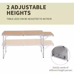 Outsunny Aluminium MDF-Top 4ft Folding Portable Outdoor Table Silver - 5