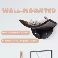 PawHut Wood Cat Shelves, Wall-Mounted Cat Shelter, Curved Kitten Bed Perch Climber Furniture 41 x 28 x 21cm Brown - 6