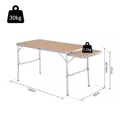 Outsunny Aluminium MDF-Top 4ft Folding Portable Outdoor Table Silver - 3