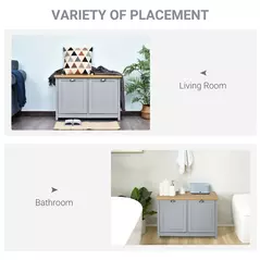 HOMCOM Shoe Cabinet, Modern Shoe Bench with 2 Doors for Hallway, Entryway, Grey - 6