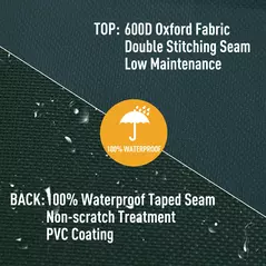 Outsunny Garden Patio Large Furniture Set Round Cover 600D Oxford Waterproof, Ф193 x 80H cm, Green - 5