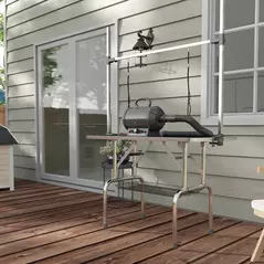 PawHut 42" Dog Grooming Table, Adjustable Pet Cat Drying Beauty Table with 2 Loops Storage Basket, Rubber Top, Black - 9