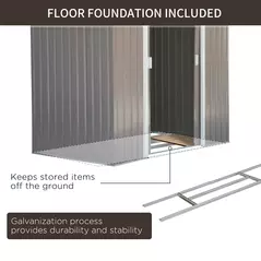 Outsunny 7ft x 4ft Lockable Garden Metal Storage Shed Storage Roofed Tool Metal Shed w/ Air Vents Steel Grey - 7