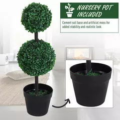 Outsunny Set of 2 Artificial Boxwood Ball Topiary Trees Potted Decorative Plant Indoor Décor (67cm) - 6