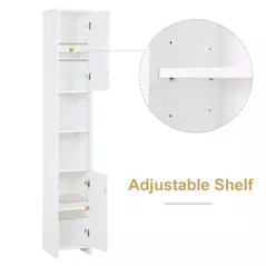 HOMCOM Tall Bathroom Storage Cabinet with Three-position Adjustable Shelves For Neutral Style, Hallway White - 4