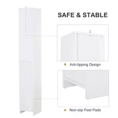 HOMCOM Tall Bathroom Storage Cabinet with Three-position Adjustable Shelves For Neutral Style, Hallway White - 6