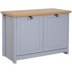 HOMCOM Shoe Cabinet, Modern Shoe Bench with 2 Doors for Hallway, Entryway, Grey - 1