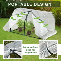 Outsunny Mini  Greenhouse Grow House PVC Cover Steel Frame White 99L x 71W x 60H cm - 6