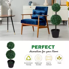 Outsunny Set of 2 Artificial Boxwood Ball Topiary Trees Potted Decorative Plant Indoor Décor (67cm) - 7
