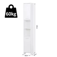 HOMCOM Tall Bathroom Storage Cabinet with Three-position Adjustable Shelves For Neutral Style, Hallway White - 3