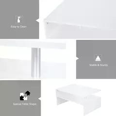 HOMCOM Coffee Table with Storage, 2-Tier Centre Table, Modern Living Room Table with Open Shelf and Aluminium Poles, White - 5