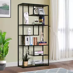 HOMCOM 6 Tier Bookcase, Industrial Tall Shelf Unit with Steel Frame for Home Office, Study, Living Room, Hallway, 82 x 33.5 x 175 cm, Rustic Brown and Black - 9