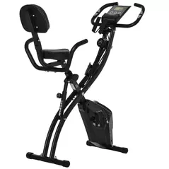 HOMCOM 2-in-1 Folding Exercise Bike with 8-Level Magnetic Resistance, Arm Resistance Band, Pulse Sensor, Black - 1
