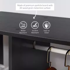 HOMCOM Open Wardrobe on Wheels, Bedroom Wardrobe with Clothes Hanging Rail, 3 Storage Shelves, Mobile Garment Rack for Cloakroom, Hallway, Black - 6