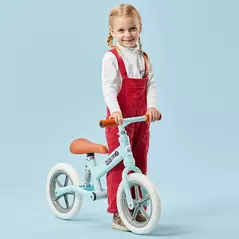 HOMCOM 12" Kids Balance Bike No Pedal Bicycle EVA Tire Adjustable Seat Toddler Training Bike W/ Shock Absorber 2 - 5 Years Gift for Boys Girls Blue - 2