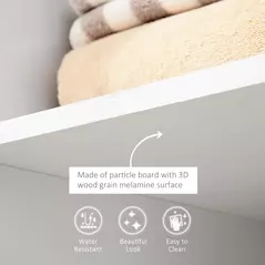 HOMCOM Open Wardrobe on Wheels, Bedroom Wardrobe with Clothes Hanging Rail, 3 Storage Shelves, Mobile Garment Rack for Cloakroom, Hallway, White - 4