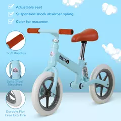 HOMCOM 12" Kids Balance Bike No Pedal Bicycle EVA Tire Adjustable Seat Toddler Training Bike W/ Shock Absorber 2 - 5 Years Gift for Boys Girls Blue - 5