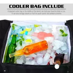 Outsunny 6 Seat Folding Sports Bench Portable Sports Team Bench Spectator Chair with Cooler Bag and Carrying Bag for Outdoor Picnic Camping - Black - 4