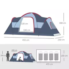 Outsunny Fibreglass & Steel Frame 5/6 Person Lightweight Camping Tent Blue - 3