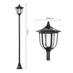 Outsunny Outdoor Garden Solar Post Lamp Sensor Light  LED Lantern Bollard Pathway Torch Light 1.77m Tall - 3