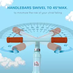 HOMCOM 12" Kids Balance Bike No Pedal Bicycle EVA Tire Adjustable Seat Toddler Training Bike W/ Shock Absorber 2 - 5 Years Gift for Boys Girls Blue - 7