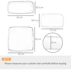 Outsunny Replacement Cushion Covers for Garden Sofa Set, Garden Rattan Sofa Cushion Polyester Cover Replacement Outdoor - No Cushion Included, Cream - 3