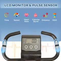 HOMCOM 2-in-1 Folding Exercise Bike with 8-Level Magnetic Resistance, Arm Resistance Band, Pulse Sensor, Black - 4