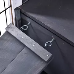 PawHut Wooden Guinea Pig Hutch, 2-Floor Bunny Cage w/ Enclosed Run Area, Grey - 8