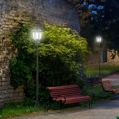 Outsunny Outdoor Garden Solar Post Lamp Sensor Light  LED Lantern Bollard Pathway Torch Light 1.77m Tall - 2