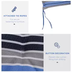 Outsunny Polyester Set Of 2 Swing Chair Cushion Blue Stripes - 6