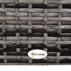 Outsunny Square PE Rattan Garden Table, with Glass Table Top - Grey - 8