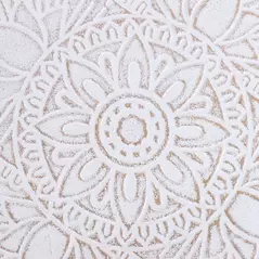 HOMCOM Coffee Table, Carved Floral Round Table with Tray-style Top and Wood Legs, Modern Side Table for Living Room, White - 9