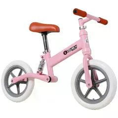 HOMCOM 12" Kids Balance Bike No Pedal Bicycle EVA Tire Adjustable Seat Toddler Training Bike W/ Shock Absorber 2 - 5 Years Gift for Boys Girls Pink - 9