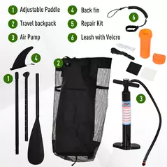 HOMCOM Inflatable Stand Up Paddle Board, 10' x 30" x 4", Non-Slip SUP, with ISUP Accessories, Hand Pump, 3 Fins, Adj Paddle for Youth Adult Beginners/Experts - 5