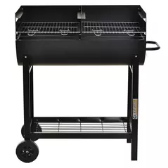 Outsunny Steel 2-Grill Charcoal BBQ w/ Wheels Black - 9