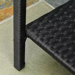 Outsunny 2-Seater PE Rattan Side Table & Armchair Bistro Set Jack and Jill Seat w/ Pillows Black - 9