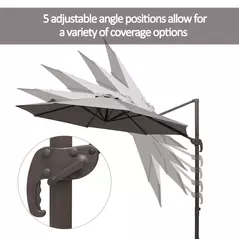 Outsunny 3m Cantilever Aluminium Frame Outdoor Garden Parasol Grey - 4