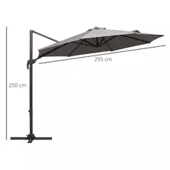 Outsunny 3m Cantilever Aluminium Frame Outdoor Garden Parasol Grey - 3